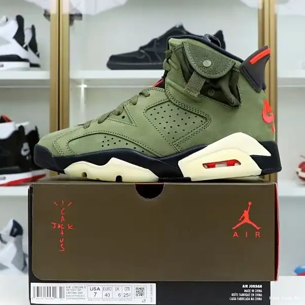 X RETRO JORDAN 6 Kimikick 'OLIVE' SCOTT TRAVIS AIR 0814
